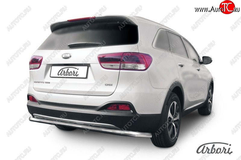 15 299 р. Защита заднего бампера Arbori (длинная, нержавейка, 1 труба d57 mm). KIA Sorento UM/Prime дорестайлинг (2014-2018)  с доставкой в г. Майкоп