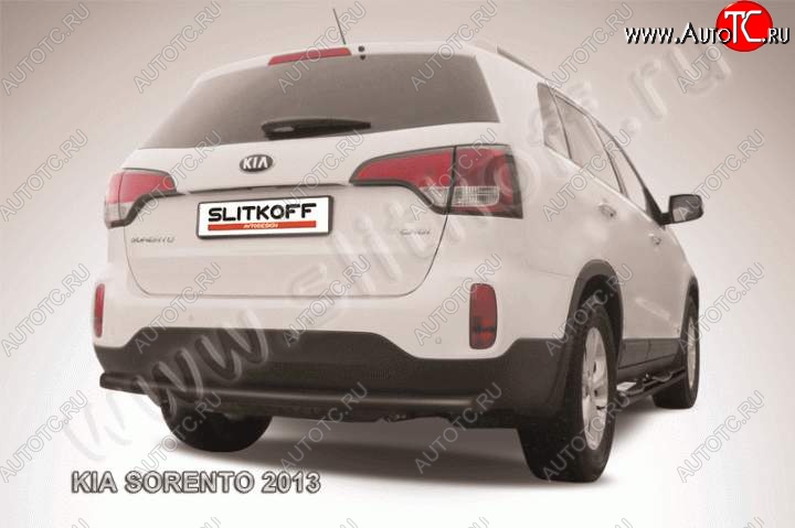 7 999 р. Защита заднего бампера из трубы d57 Slitkoff (радиусная)  KIA Sorento  XM (2012-2015) рестайлинг (Цвет: серебристый)  с доставкой в г. Майкоп