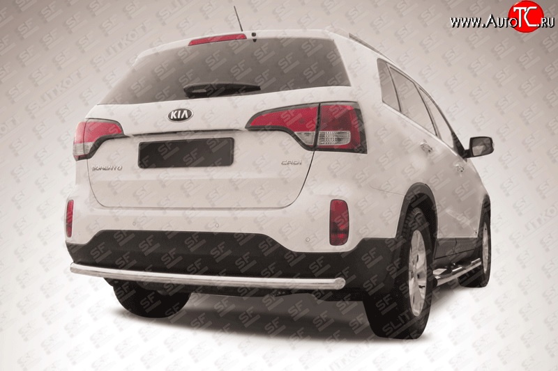 11 599 р. Защита заднего бампера из короткой трубы диаметром 57 мм Slitkoff  KIA Sorento  XM (2012-2015) рестайлинг (Нержавейка, Полированная)  с доставкой в г. Майкоп