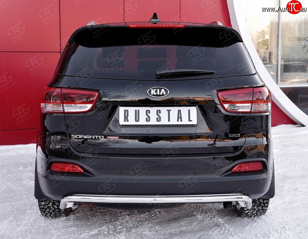 16 999 р. Защита заднего бампера (Ø42 мм волна, нержавейка) SLITKOFF  KIA Sorento  UM/Prime (2014-2018) дорестайлинг  с доставкой в г. Майкоп