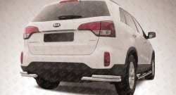 Защита заднего бампера из двойных боковых уголков с диаметром труб 57 и 42 мм Slitkoff KIA Sorento  XM (2012-2015) рестайлинг