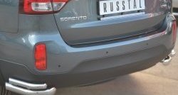 Защита заднего бампера (2 трубы Ø63 и 42 мм уголки, нержавейка) SLITKOFF KIA Sorento  XM (2012-2015) рестайлинг