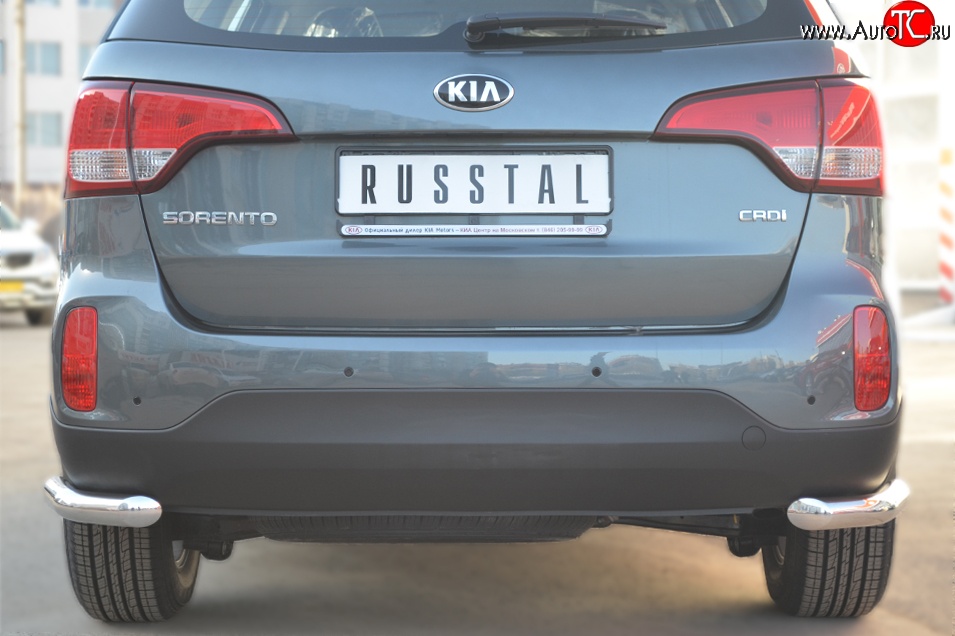 13 799 р. Защита заднего бампера (Ø63 мм уголки, нержавейка) SLITKOFF  KIA Sorento  XM (2012-2015) рестайлинг  с доставкой в г. Майкоп