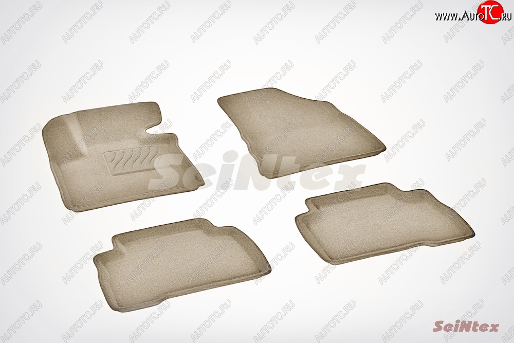 7 649 р. Износостойкие коврики в салон SeiNtex Premium 3D 4 шт. (ворсовые, бежевые) KIA Sorento XM рестайлинг (2012-2015)  с доставкой в г. Майкоп