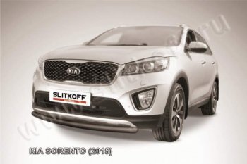 Защита переднего бампера (Ø57 мм, сталь с полимерным покрытием) Russtal KIA Sorento UM/Prime дорестайлинг (2014-2018) (Цвет: серебристый)