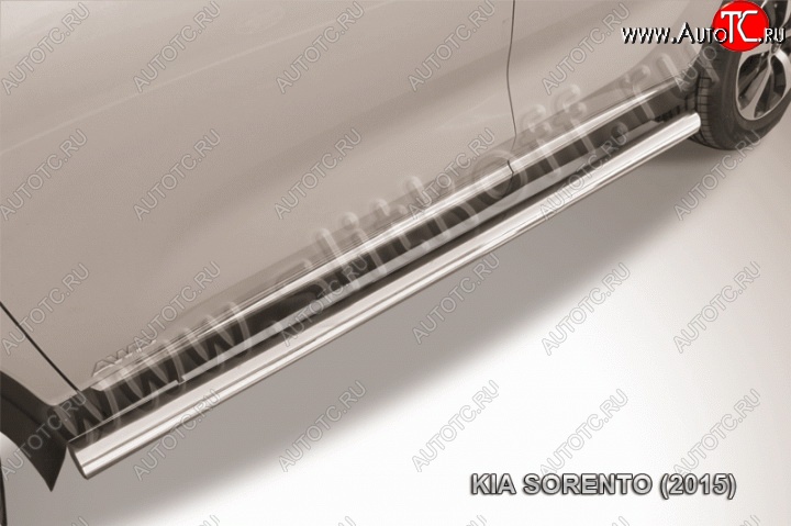 16 999 р. Защита порогов из круглой трубы диаметром 76 мм Slitkoff KIA Sorento UM/Prime дорестайлинг (2014-2018) (Нержавейка, Полированная)  с доставкой в г. Майкоп