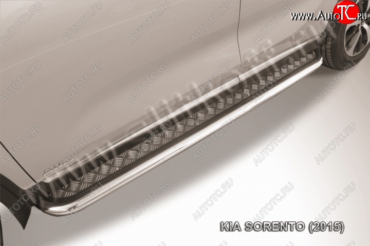16 799 р. Широкая защита порогов Slitkoff KIA Sorento UM/Prime дорестайлинг (2014-2018) (Нержавейка, Полированная)  с доставкой в г. Майкоп