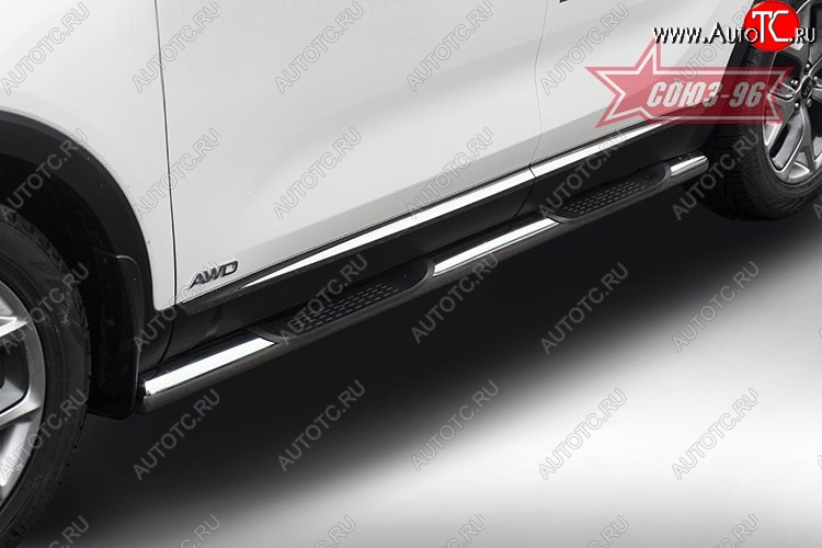 15 479 р. Защита порогов с проступью Souz-96 (d76) KIA Sorento UM/Prime дорестайлинг (2014-2018)  с доставкой в г. Майкоп