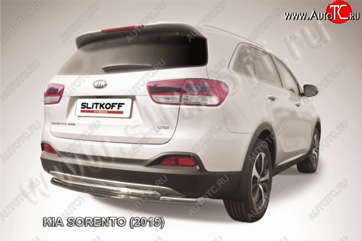 15 499 р. Защита заднего бампера из короткой трубы диаметром 57 мм Slitkoff KIA Sorento UM/Prime дорестайлинг (2014-2018) (Нержавейка)  с доставкой в г. Майкоп