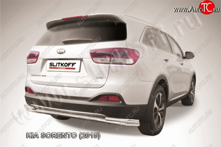 13 749 р. Защита заднего бампера из трубы диаметром 57 мм Slitkoff KIA Sorento UM/Prime дорестайлинг (2014-2018) (Нержавейка)  с доставкой в г. Майкоп