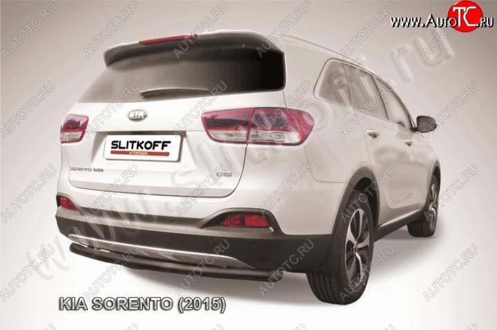 7 999 р. Защита заднего бампера из трубы d57 Slitkoff (радиусная)  KIA Sorento  UM/Prime (2014-2018) дорестайлинг (Цвет: серебристый)  с доставкой в г. Майкоп