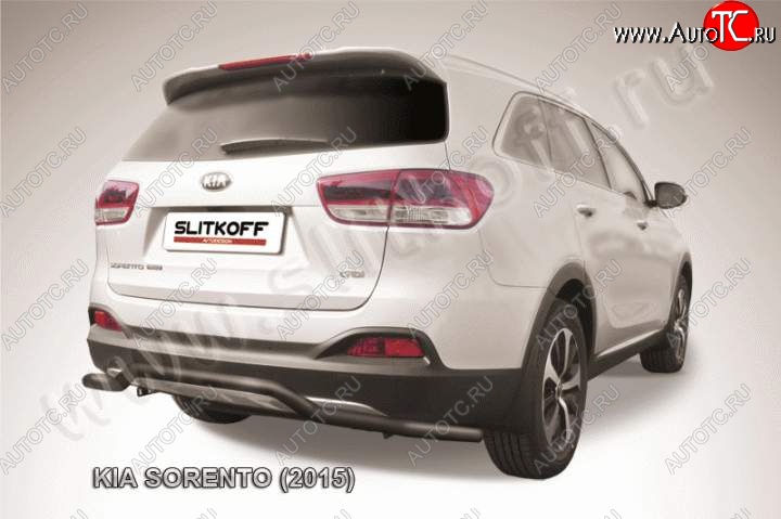 9 649 р. Защита заднего бампера из трубы d57 Slitkoff (волна) KIA Sorento UM/Prime дорестайлинг (2014-2018) (Цвет: серебристый)  с доставкой в г. Майкоп