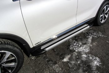 Пороги алюминиевые Slitkoff KIA Sorento UM/Prime дорестайлинг (2014-2018)