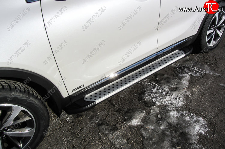 17 399 р. Пороги алюминиевые Slitkoff  KIA Sorento  UM/Prime (2014-2018) дорестайлинг (Standart Silver)  с доставкой в г. Майкоп
