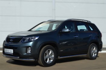 19 999 р. Защита порогов SLITKOFF (труба D63 мм)  KIA Sorento ( XM,  UM/Prime) (2012-2020) рестайлинг, дорестайлинг, рестайлинг (Защита порогов с со скосами на торцах (вариант 1))  с доставкой в г. Майкоп. Увеличить фотографию 2