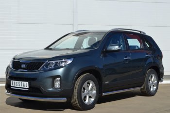 9 999 р. Защита порогов на SLITKOFF (труба D63 мм) KIA Sorento UM/Prime рестайлинг (2018-2020) (Защита порогов с закругленными торцами (вариант 3))  с доставкой в г. Майкоп. Увеличить фотографию 3