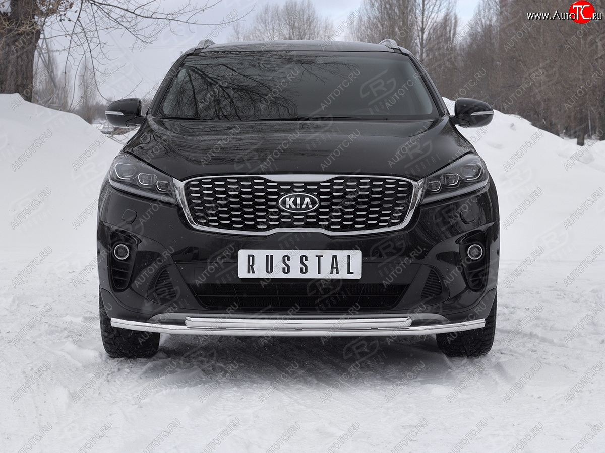 17 999 р. Защита переднего бампера (2 трубы Ø42 мм, нержавейка) SLITKOFF  KIA Sorento  UM/Prime (2018-2020) рестайлинг  с доставкой в г. Майкоп