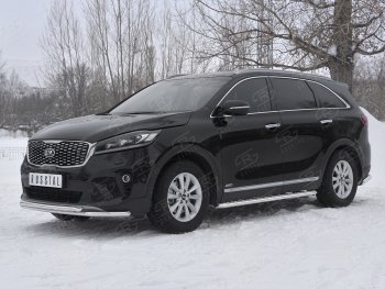 17 999 р. Защита переднего бампера (2 трубы Ø42 мм, нержавейка) SLITKOFF  KIA Sorento  UM/Prime (2018-2020) рестайлинг  с доставкой в г. Майкоп. Увеличить фотографию 2