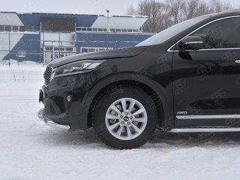 17 999 р. Защита переднего бампера (2 трубы Ø42 мм, нержавейка) SLITKOFF  KIA Sorento  UM/Prime (2018-2020) рестайлинг  с доставкой в г. Майкоп. Увеличить фотографию 3