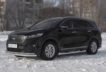19 799 р. Защита переднего бампера (Ø 63/42 мм с углами, нержавейка) SLITKOFF  KIA Sorento  UM/Prime (2018-2020) рестайлинг  с доставкой в г. Майкоп. Увеличить фотографию 2
