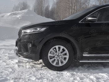 22 999 р. Защита переднего бампера (2 трубы Ø63 и 75х42 мм, нержавейка) SLITKOFF  KIA Sorento  UM/Prime (2018-2020) рестайлинг  с доставкой в г. Майкоп. Увеличить фотографию 3