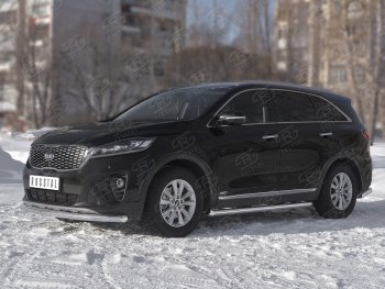 15 349 р. Защита переднего бампера (Ø63 мм, нержавейка) SLITKOFF  KIA Sorento  UM/Prime (2018-2020) рестайлинг  с доставкой в г. Майкоп. Увеличить фотографию 2