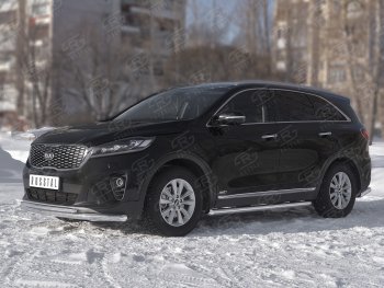 18 849 р. Защита переднего бампера (2 трубы Ø63 и 42 мм, нержавейка) SLITKOFF  KIA Sorento  UM/Prime (2018-2020) рестайлинг  с доставкой в г. Майкоп. Увеличить фотографию 2