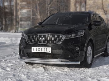 18 849 р. Защита переднего бампера (2 трубы Ø63 и 42 мм, нержавейка) SLITKOFF  KIA Sorento  UM/Prime (2018-2020) рестайлинг  с доставкой в г. Майкоп. Увеличить фотографию 4