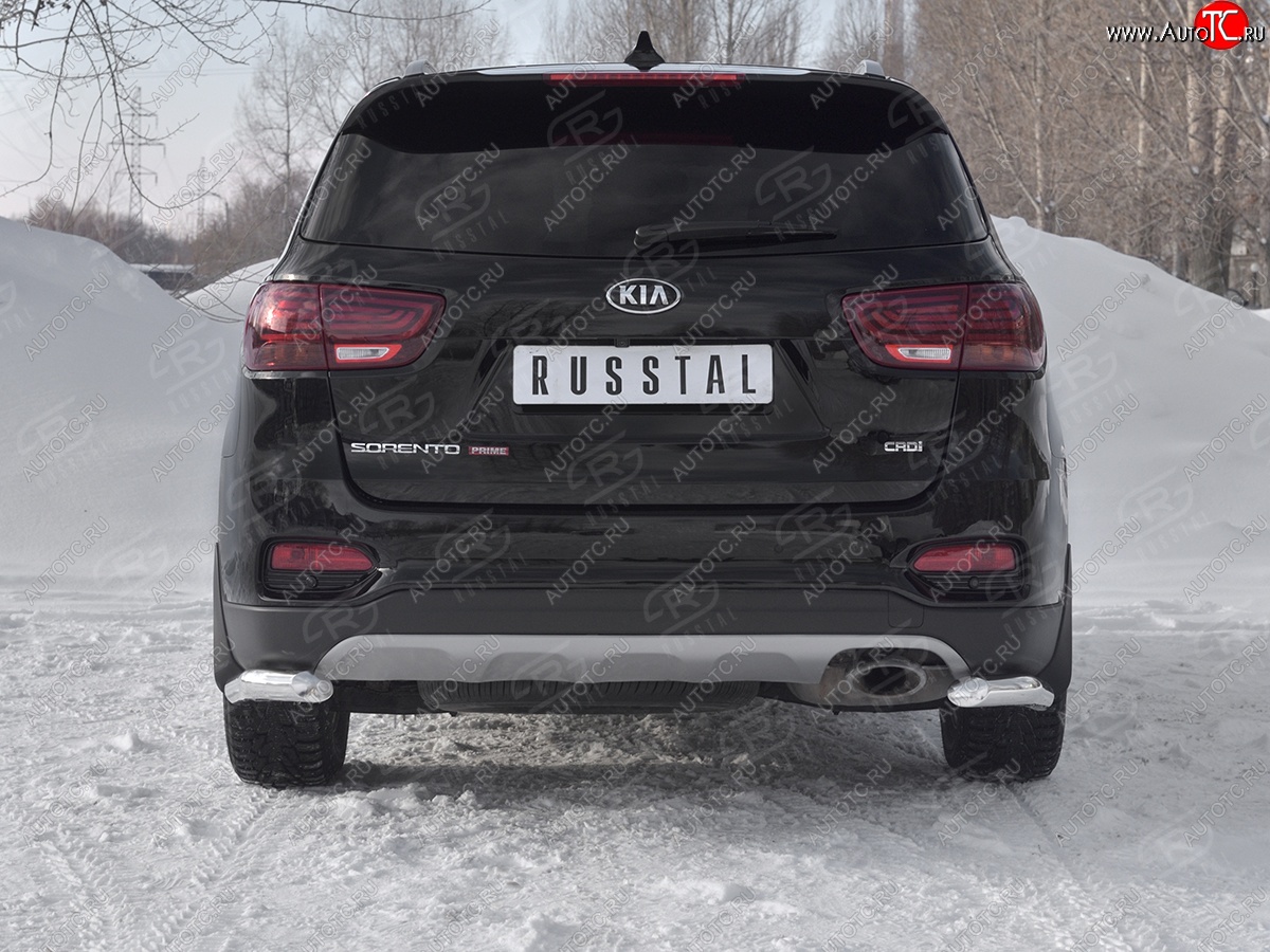 15 799 р. Защита заднего бампера (Ø63 мм уголки, нержавейка) SLITKOFF  KIA Sorento  UM/Prime (2018-2020) рестайлинг  с доставкой в г. Майкоп