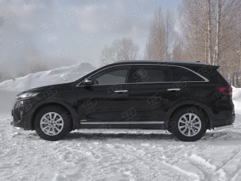 13 299 р. Защита порогов (Ø75x42 мм с проступью, нержавейка) Russtal KIA Sorento UM/Prime рестайлинг (2018-2020)  с доставкой в г. Майкоп. Увеличить фотографию 2