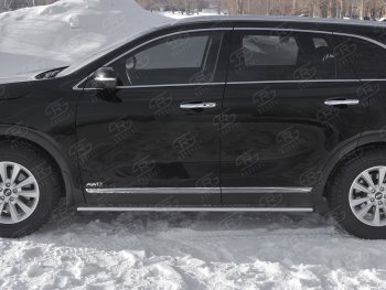 13 299 р. Защита порогов (Ø75x42 мм с проступью, нержавейка) Russtal KIA Sorento UM/Prime рестайлинг (2018-2020)  с доставкой в г. Майкоп. Увеличить фотографию 3