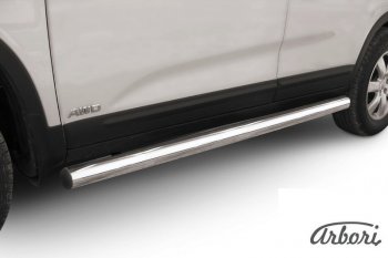 Защита штатных порогов Arbori (нержавейка, d57 mm). KIA Sorento BL рестайлинг (2006-2010)