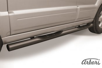 Защита штатных порогов Arbori (с проступью, черная, d76 mm). KIA Sorento BL рестайлинг (2006-2010)