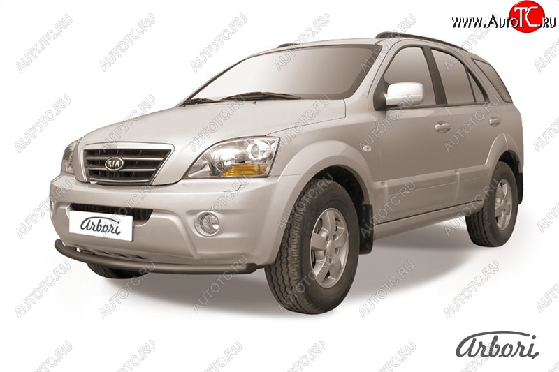 5 669 р. Защита переднего бампера Arbori (черная, 1 труба d57 mm). KIA Sorento BL дорестайлинг (2002-2006)  с доставкой в г. Майкоп