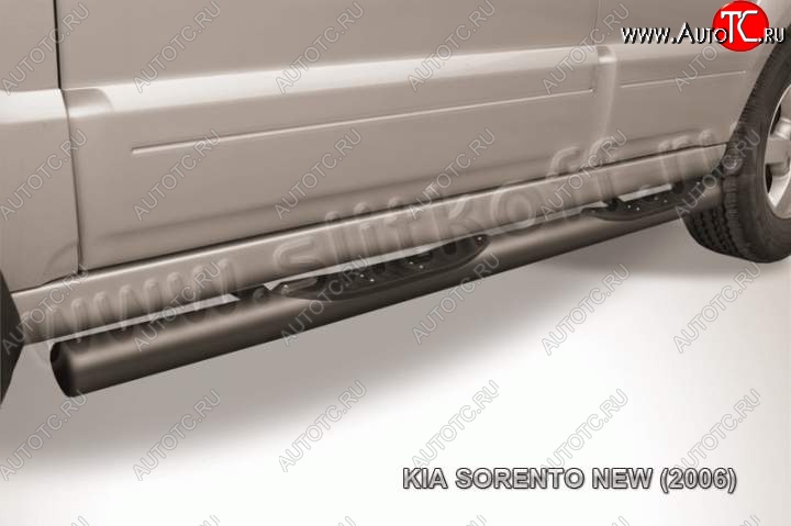 12 399 р. Защита порогов из труб d76 (с проступью) Slitkoff KIA Sorento BL рестайлинг (2006-2010) (Цвет: серебристый)  с доставкой в г. Майкоп