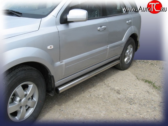 14 999 р. Защита порогов из круглой трубы диаметром 76 мм Slitkoff  KIA Sorento  BL (2006-2010) рестайлинг (нержавейка полированная)  с доставкой в г. Майкоп