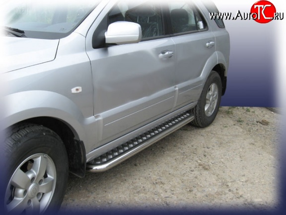 16 999 р. Широкая защита порогов с трубой диаметром 57 мм Slitkoff  KIA Sorento  BL (2002-2010) дорестайлинг, рестайлинг  с доставкой в г. Майкоп