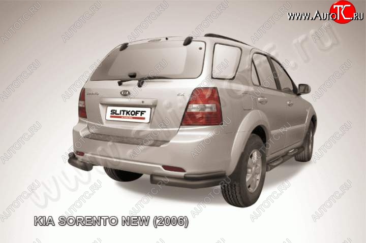 9 449 р. Защита заднего бампера из уголков d76+d42 Slitkoff (двойная) KIA Sorento BL рестайлинг (2006-2010) (Цвет: серебристый)  с доставкой в г. Майкоп
