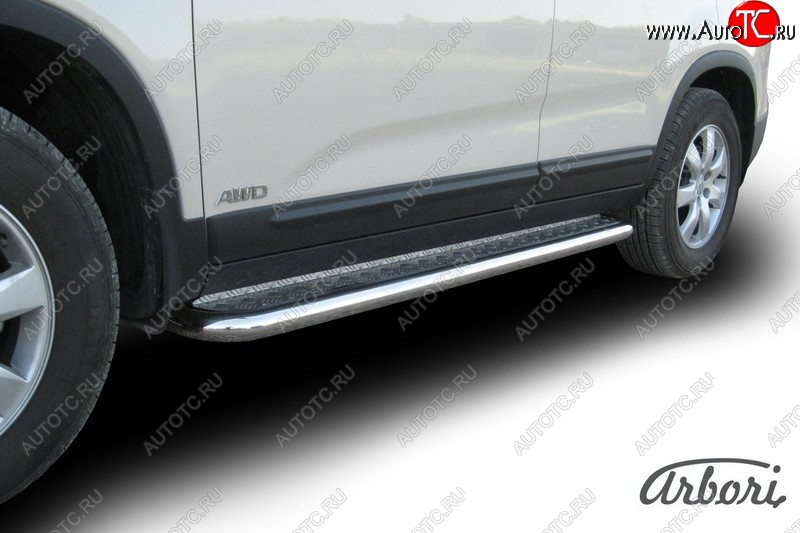 15 569 р. Защита штатных порогов с листом Arbori (нержавейка, алюминий, d57) KIA Sorento XM дорестайлинг (2009-2012)  с доставкой в г. Майкоп