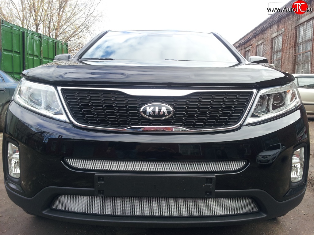 1 539 р. Нижняя сетка на бампер Russtal (хром) KIA Sorento XM рестайлинг (2012-2015)  с доставкой в г. Майкоп