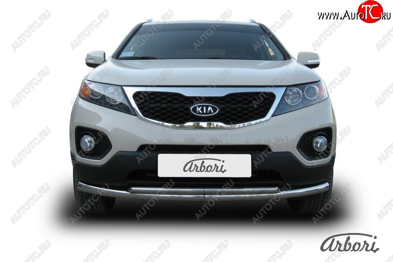17 099 р. Защита переднего бампера Arbori (нержавейка, 2 трубы d57 и 42 mm) KIA Sorento XM дорестайлинг (2009-2012)  с доставкой в г. Майкоп