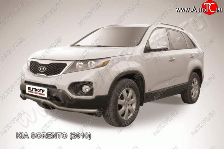 10 849 р. Защита переднего бампера из трубы d57 Slitkoff (волна)  KIA Sorento  XM (2009-2012) дорестайлинг (Цвет: серебристый)  с доставкой в г. Майкоп