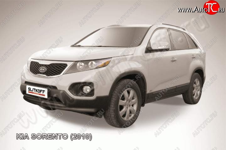 9 399 р. Защита переднего бампера из труб d57+d42 Slitkoff (двойная)  KIA Sorento  XM (2009-2012) дорестайлинг (Цвет: серебристый)  с доставкой в г. Майкоп