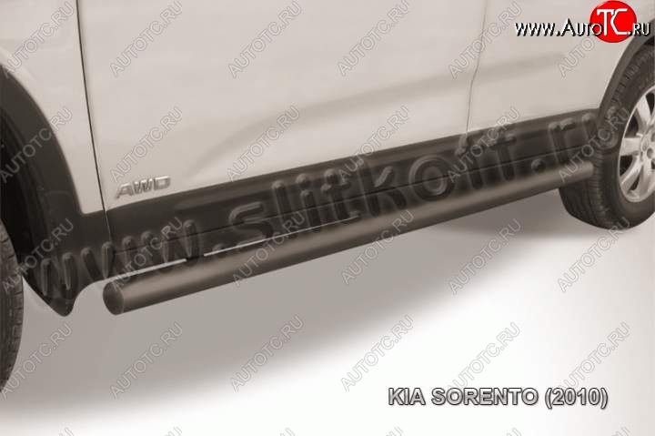 10 349 р. Защита порогов из труб d57 Slitkoff KIA Sorento XM дорестайлинг (2009-2012) (Цвет: серебристый)  с доставкой в г. Майкоп
