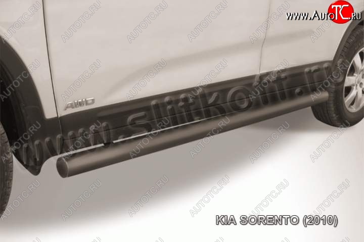 11 949 р. Защита порогов из труб d76 Slitkoff KIA Sorento XM дорестайлинг (2009-2012) (Цвет: серебристый)  с доставкой в г. Майкоп