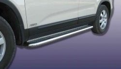 Широкая защита порогов из трубы диаметром 57 мм Slitkoff KIA Sorento  XM (2009-2012) дорестайлинг