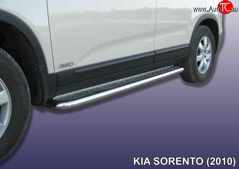 18 949 р. Широкая защита порогов из трубы диаметром 57 мм Slitkoff KIA Sorento XM дорестайлинг (2009-2012) (Нержавейка, Полированная)  с доставкой в г. Майкоп