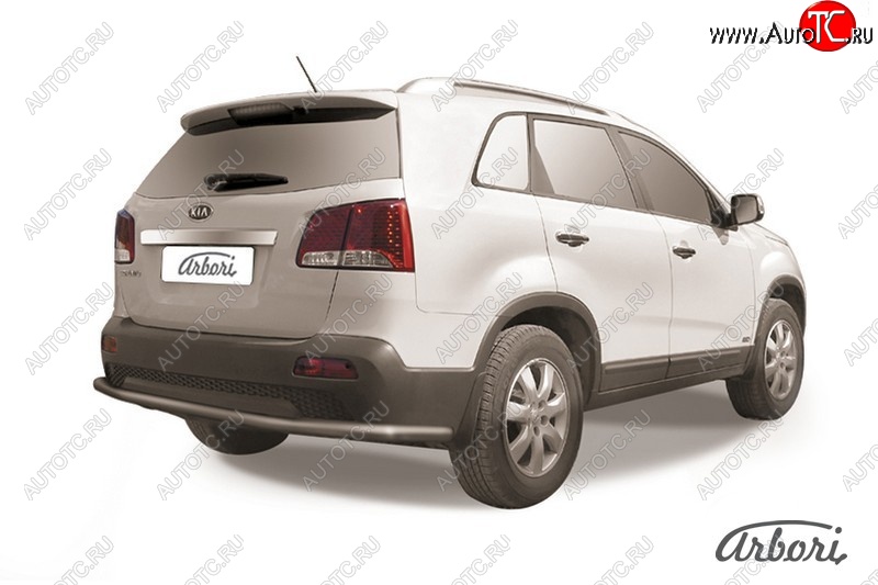 8 099 р. Защита заднего бампера Arbori (длинная, черная, 1 труба d57 mm). KIA Sorento XM дорестайлинг (2009-2012)  с доставкой в г. Майкоп