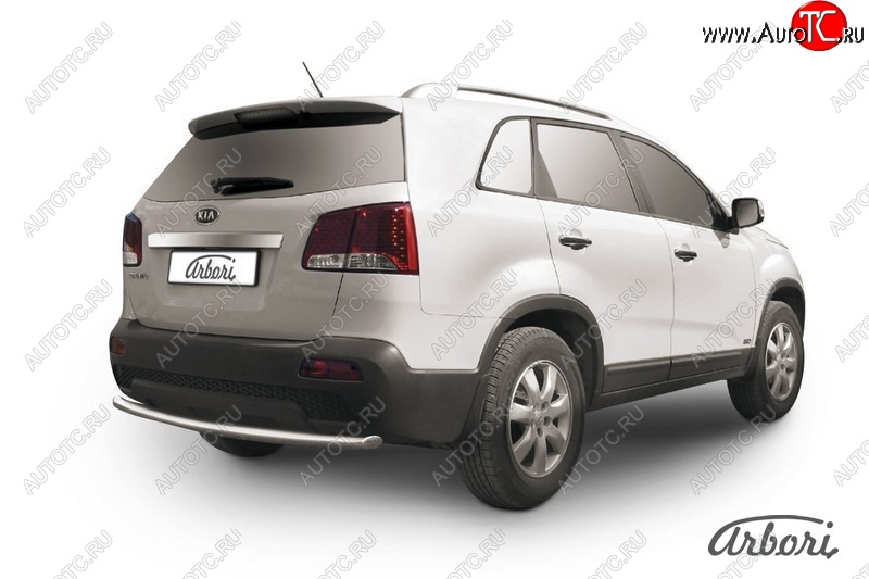 10 349 р. Защита заднего бампера Arbori (радиусная, нержавейка, 1 труба d57 mm). KIA Sorento XM дорестайлинг (2009-2012)  с доставкой в г. Майкоп