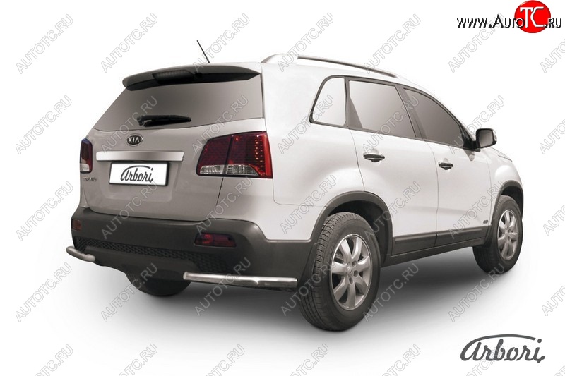 8 189 р. Защита заднего бампера Arbori (уголки, нержавейка, 1 труба d57 mm). KIA Sorento XM дорестайлинг (2009-2012)  с доставкой в г. Майкоп